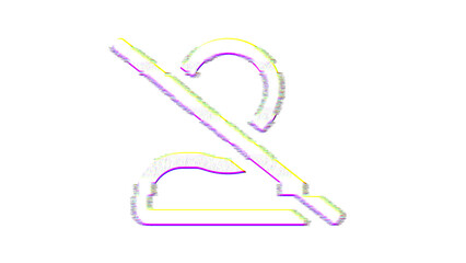 Icon user slash is distorted. Glitch. Noise, chromatic aberration, geometric distortion