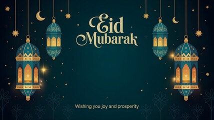 Naklejka premium Elegant Eid Mubarak Greeting Card,followed by a greeting message 