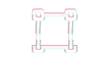 Icon square is distorted. Glitch. Noise, chromatic aberration, geometric distortion