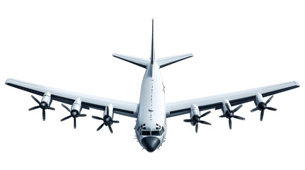 Obraz premium A large jet plane is flying through the sky