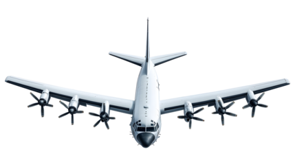 A large jet plane is flying through the sky