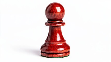 Fototapeta premium Shiny Wooden Chess Pawn Piece on a White Background with Soft Lighting