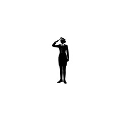 Silhouette of a soldier woman salute 
