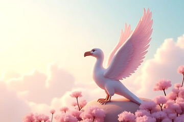 Fototapeta premium Fairytale creatures that look graceful and, from some angles, cute and sweet.
