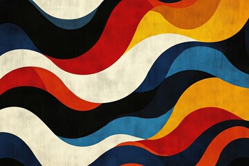 Colorful abstract wavy pattern forms artistic shapes across the surface