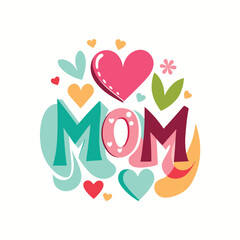  Spring-summer floral design. For the best mom inscription. Vector illustration, happy mothers day lettering