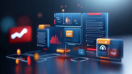 Martech marketing strategy. CRM  management. Automation insight. Dashboard with automation tools for marketing analytics.