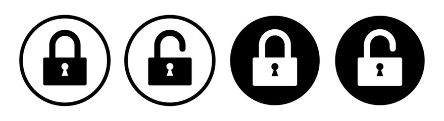Lock icon set . Lock and unlock icon set fill and stroke. Lock and unlock icon collection. Set of open and close lock. Locked and unlocked vector icon set. Lock symbol, lock, unlock, icons.