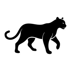 Fototapeta premium Leopard vector illustration with a wild animal silhouette in black and white