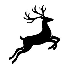 Deer silhouette vector illustration with antlers in black and white