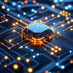 Circuit board with glowing chip