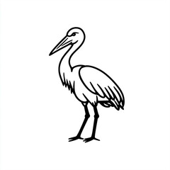 Obraz premium Elegant Stork Outline Vector Icon Minimalist Design on White Background