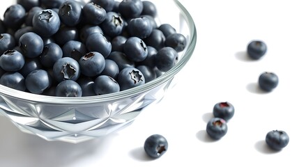 A Transparent Glass Bowl Filled with Fresh Blueberries