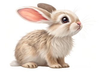 Obraz premium Cute Baby Rabbit PNG – Adorable Bunny Illustration on Transparent Background