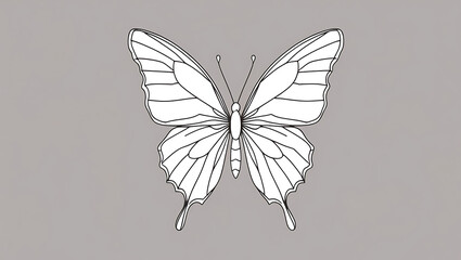 Obraz premium Butterfly outline drawing vector illustration insect wings design nature art coloring page template graphic