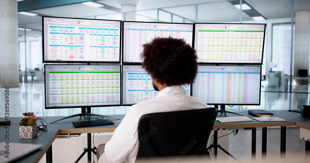 Poster Medical coder analyzes billing codes on hospital computer