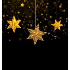 Shimmering gold glitter stars on a black background, celebration, gold, sparkly