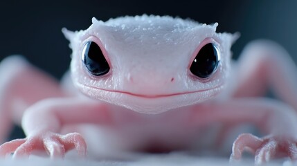 Close-up of a tiny, white lizard