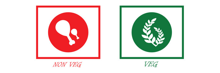 Veg Non-veg icons, veg and non-veg symbol on white background. Vector Illustration. EPS 10 . 
