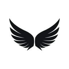 Fototapeta premium wings icon vector illustration silhouette on white background, black wings vector illustration