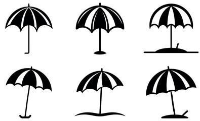 Obraz premium Beach Umbrella Icon Set Collection, Minimalist Designs