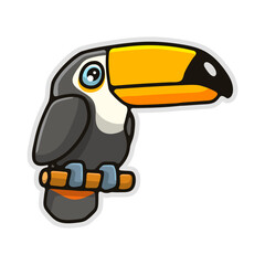 illustration cute cartoon bird hornbill on white background