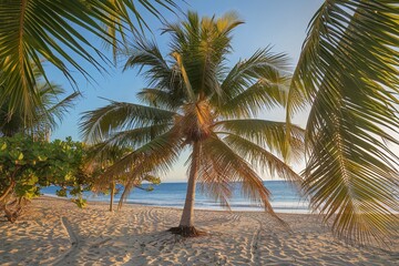 Obraz premium A high-quality photo of a beautiful tropical coconut palm tree