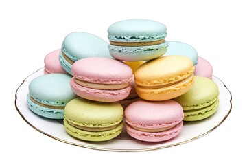 Obraz premium A photo of a cake made of sweet French macaroons