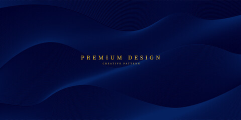 Premium background with diagonal dark blue lines pattern. Vector horizontal template for contemporary formal invitation, prestigious gift certificate, digital luxury business banner, luxury voucher.