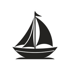 Fototapeta premium Sail boat Logo, Pirate Ship, sailing ship under the black flag, logo design template, sailboat silhouette