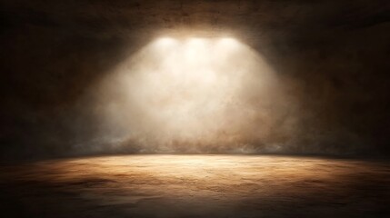 Spotlight on smoky grunge floor.
