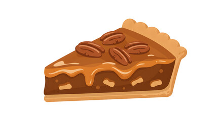 Caramel Pecan Pie Slice Illustration