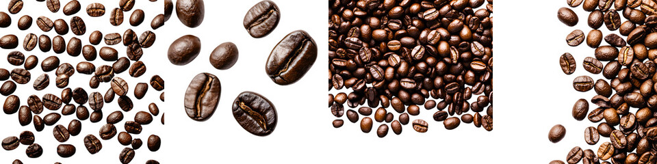 Fototapeta premium An assortment of freshly roasted coffee beans in varying shades of brown showcasing their diverse textures aromas and rich flavors