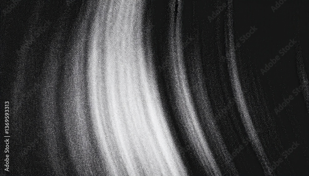 Poster monochrome abstract halftone pattern with dynamic curved lines, high contrast black and white texture for modern design

