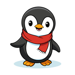 Cute penguin with a red scarf.