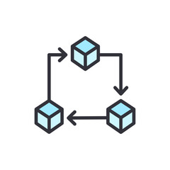 Blockchain colored icons, minimalist vector illustration ,simple transparent graphic element .Isolated on white background