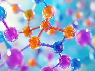 Molecular Bonds: An artistic depiction of molecular bonds, a vibrant and abstract representation of scientific principles and the intricate structures that form the basis of life.