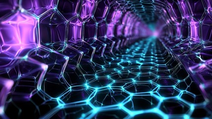 Obraz premium Stunning visualization of an abstract fractal composed of hexagons.