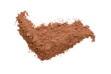 Brown powder isolated on transparent background.
