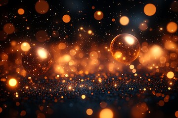Obraz premium Festive golden orbs, dark backdrop