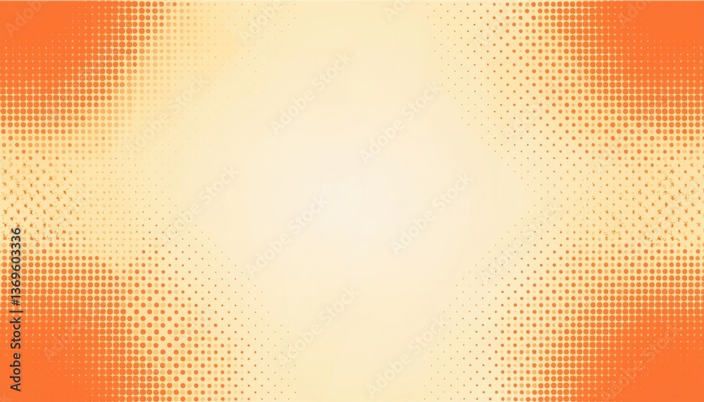 Poster orange halftone gradient background with circular dot pattern, retro comic book style, perfect for p