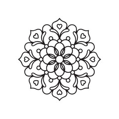 Fototapeta premium Easy Floral Mandala Coloring Page for Mindfulness & Relaxation. Floral Mandala Coloring Template – Line Art for Adult Therapy