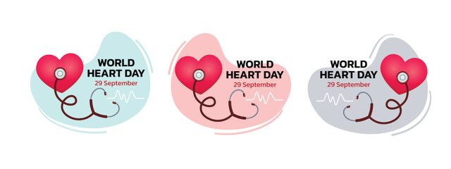 World Heart Day concept illustrate with heart and text to become aware of heart health. Important day on 29 September.