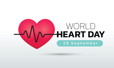 World Heart Day concept illustrate with heart and text to become aware of heart health. Important day on 29 September.
