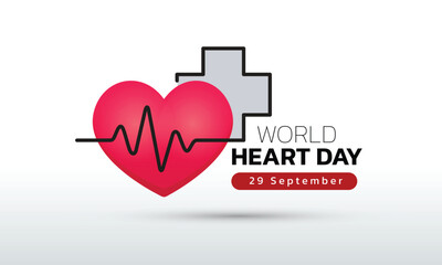 World Heart Day concept illustrate with heart and text to become aware of heart health. Important day on 29 September.