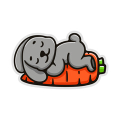 illustration cute cartoon animal rabbit sleep with carrot