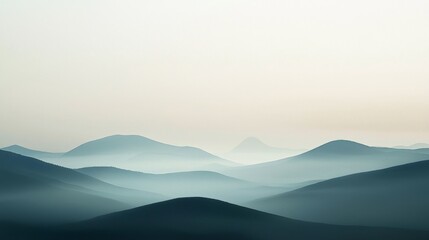Serene Morning Glow on the Misty Mountain Peaks