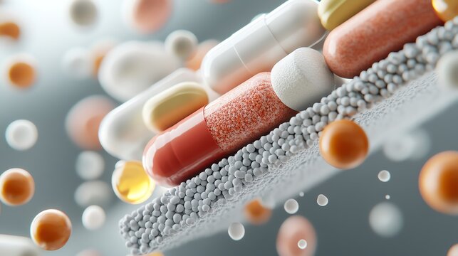 A detailed 3D breakdown of a vitamin tablet s composition layers