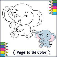 Easy Cute Elephant Coloring Page