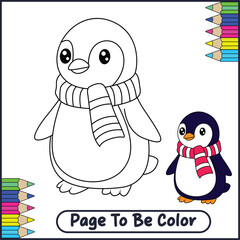 Easy Cute Penguin Coloring Page